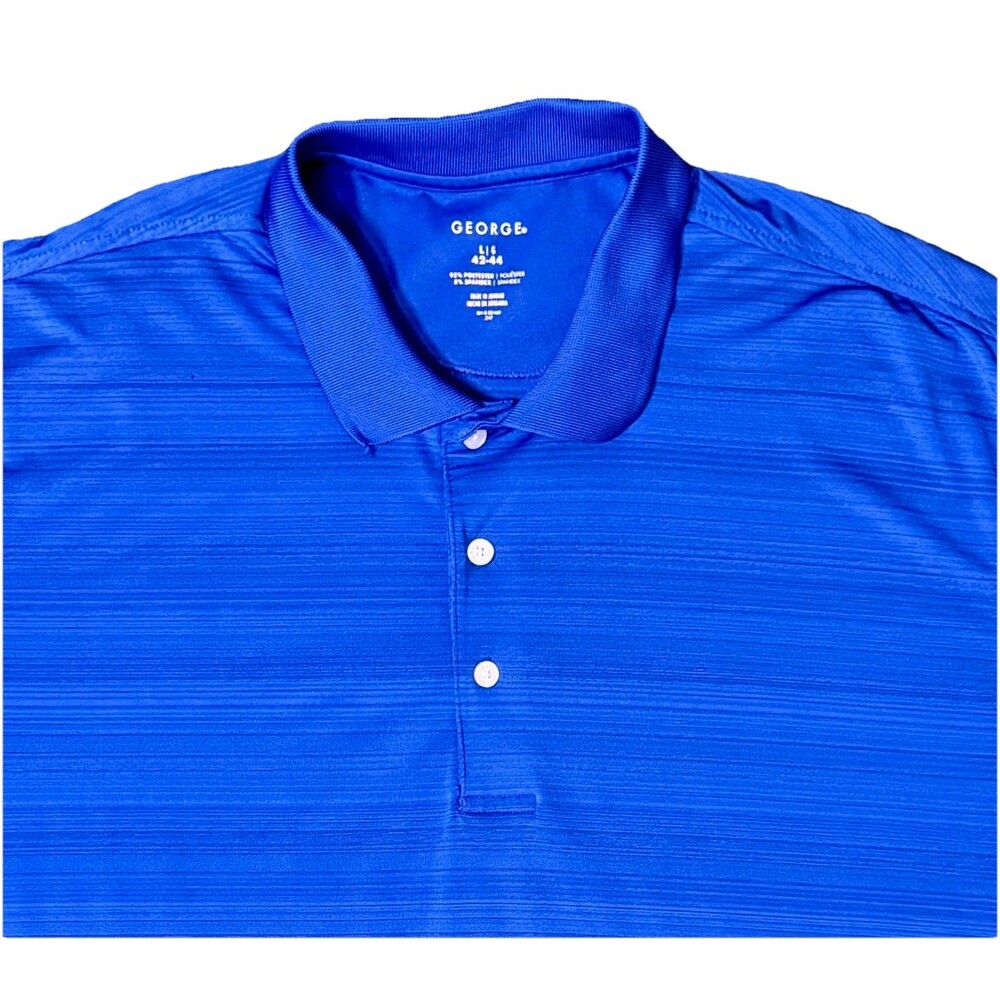 Men’s Blue Golf Polo Shirt Quick Dry Short Sleeve Stretch‎ Size Large